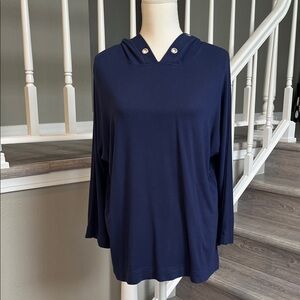 Chico's Navy Hooded Women's Tunic Top